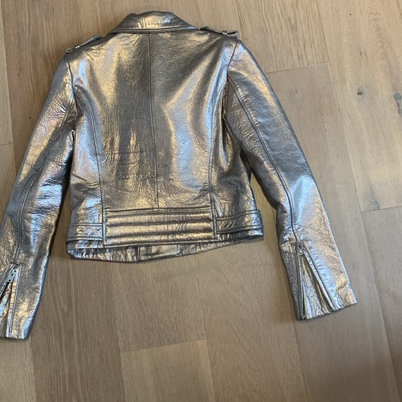 Iro metallic Dylan leather moto biker jacket size 40 - Picture 3 of 7
